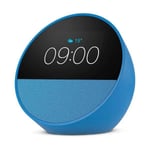 Radio despertador inteligente amazon Echo Spot en color azul con sonido potente e intenso, empieza el día con buen pie, usa el