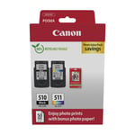 Original Canon PG-510 & CL-511 Ink Cartridge Multipack With 50 Sheets Of Photo P