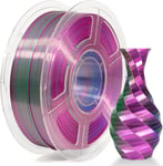 Filament PLA effet soie 1,75 mm - Triple couleur arc-en-ciel - Filament PLA effet soie pour imprimante 3D - Bobine de 1 kg - Précision dimensionnelle /- 0,02 mm, bleu, vert, violet