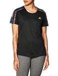 adidas Women's Own The Run T-Shirt Women's T-Shirt, Womens, Ladies' T-Shirt, FS9818, Black/Seflre/Royblu, XS