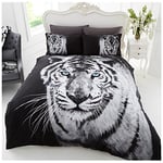 GC GAVENO CAVAILIA Duvet Parure de lit Super Douce en Polycoton avec Housse de Couette et Motif Animal, Tigre Blanc 3D, King