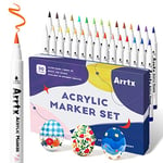 Arrtx 30 couleurs de crayons acryliques imperméables pour peindre à l'eau, pointe du pinceau, séchage rapide, stylos acryliques pour Roche, Bois, métal, Plastique, Verre, Toile