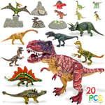 GizmoVine Dinosaure Jouet,Figurine Dinosaure, Ensemble de 20 Figurine Dinosaure Enfant,lot Dinosaure sont colorés à la Main,dinausaire Jouet Incluant 25cm T. Rex, Triceratops, Velociraptor……