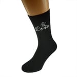 Chinese Character Love Design Valentines Mens Black Socks UK Size 5-12 X6N453