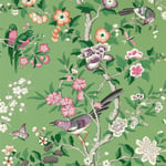 Sanderson Water Garden Chinoiserie Hall Chinese Green Lotus Pink