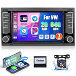 [2G+64G] Autoradio Android13 pour VW Touareg 2004-2011/Transporter Ts Multivan 2004-2009 ntara Carplay Sans Fil Android Auto 7'' 2 Din Poste Radio avec GPS Bluetooth WIFI RDS EQ FM SWC Caméra de Recul