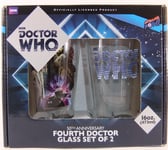 DOCTOR WHO FORTH DOCTOR GLASS SET OF 2 TOM BAKER NEW GREAT GIFT 16oz 473ml