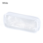 1pc Transparent Plastic Box Pencil Case Pen Holder Bag White