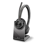 Poly - Voyager 4320 UC Wireless Headset + Charge Stand (Plantronics) - Headphones with Boom Mic - Connect to PC/Mac via USB-C Bluetooth Adapter, Cell Phone via Bluetooth - Works with Teams, Zoom &More