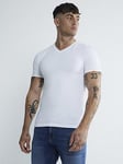 River Island 3pk White Muscle Fit V Neck T-shirts, Blue, Size Xl, Men