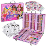 Disney Malette Dessin Enfant 130 Pcs Coffret Feutre et Crayon de Couleur Coloriage Reine des Neiges Princesse Stitch (Rose)