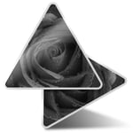 2 x Triangle Stickers  10cm - BW - Rose Macro Shot Water Droplets  #37626