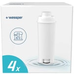 Wessper Aqua Lunga Lot de 4 filtres à eau pour machine à café automatique Delonghi DLSC002, SER3017 & 5513292811 – Compatible avec les séries ECAM, ESAM, ETAM, SECAM