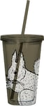 Creative Tops Into The Wild Travel Tumbler with Straw, Squirrel Design, Plastic, Sage Green, 300 ml