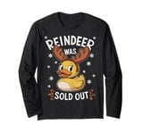 Reindeer Christmas Xmas Duck with Reindeer Antlers Long Sleeve T-Shirt