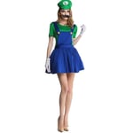 Super Mario uigi Cosplay Kostym Vuxen Barn Fancy Dress Outfit Party Fancy Dress Luigi Green Women L