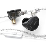 Linsoul KZ Zax 1DD+7BA Écouteurs intra-auriculaires HiFi hybrides avec coque en alliage de zinc, câble OFC détachable 2 broches 0,75 mm (avec micro, noir)