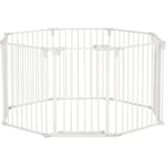 Barrière de sécurité - parc enclos chien modulable pliable - porte verrouillable - 8 panneaux acier et pp - dim. 482,5L max. x 76H cm blanc