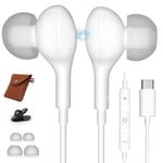 TUBhanggai USB C Headphones for Samsung S22 S21 Ultra Earphones Noise Canceling USB Type C Earbuds with Microphone in-Ear Wired for Samsung S21 Plus S20 FE OnePlus 8T 9 Pro Huawei P40 Pro Pixel 6 Pro