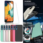 For Samsung Galaxy A70 A705f Black Shockproof Phone Case Cover + Tempered Glass