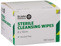 St John Ambulance F115100 Sterile Cleansing Wipes, Pack of 100