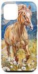 Coque pour iPhone 14 Pro Aquarelle Running Palamino Horse in Meadow