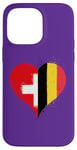 Coque pour iPhone 14 Pro Max Coeur pour Fier Suisse Belge Un Drapeau Belgique Suisse