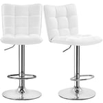 Yaheetech Lot de 2 Tabourets de Bar en Similicuir Réglables en Hauteur Chaises de Bar Assise Pivotante à 360° Tabourets de Cuisine pour Bar Salle à Manger Comptoir 50 × 43,5 × 92,5 cm 2/Blanc