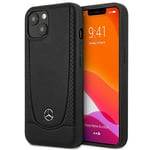 Étui Coque IPHONE 15 Plus Mercedes Cuir Véritable Noir Étoile Logo