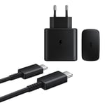 Pikalaturi 45W Samsung USB-C:lle 1 metrin datakaapelilla + latauspää musta 45W