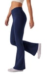 Glacspyg Yoga Pantalons Femme Taille Haute évasée Entraînement Abdominal Stretch Casual Running Pantalons Bleu 2XL