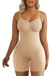 SHAPERX Shapewear for Women Tummy Control Bodysuit Mid Thigh Butt Lifter Body Shaper Shorts, Beige, L/XL, SZ5218-Beige-L/XL