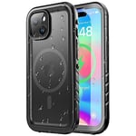 SPORTLINK for iPhone 15 Waterproof Case - 360 Full Body Protective Magnetic Case [Built in Screen/Camera Protector][Compatible with MagSafe] Shockproof Dustproof IP68 Underwater Phone Case 6.1" Black