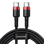 USB 2.0-kabel, C till C, svart + röd, 2 meter