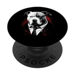 Pitbull Dog Gangster en costume Funny Mob Boss sur le thème PopSockets PopGrip Adhésif