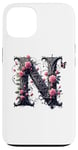 Coque pour iPhone 13 Letter N Initial Floral Monogram Rose Pink Flower Butterfly