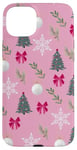 iPhone 15 Plus Pink Christmas Ornament Snowflake Coquette Xmas Tree Case