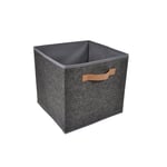 Homéa, Cube de Rangement Feutrine L31 x P28 x H31 cm Slow Life Gris Fonce