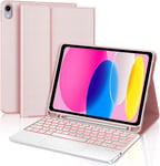 Clavier iPad 10ème Génération 2022 10.9 Pouces avec Trackpad, Rétroéclairage 7 Couleurs, Clavier Touchpad AZERTY sans Fil Bluetooth pour iPad 10eme Génération 2022, Rose