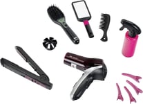 Theo Klein 5873 Braun Satin Hair 7 Mega Set I With Hair Straightener, Brush and