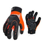 Vgo... Gants de travail de sécurité, gants de mécanicien, gants anti-vibrations, robustes (SL8849IP,9/L,Orange,1Paire)