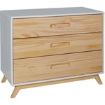 Akiten Retail - Commode 3 tiroirs Zola Blanc et bois - Blanc et bois