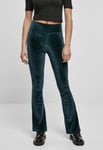 Urban Classics Boot cut leggings i sammet med hög midja (XL,Teal)