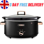 Tower T16043BLK Cavaletto 6.5 Litre Slow Cooker with 3 Heat Settings, Removable