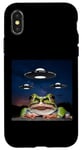 Coque pour iPhone X/XS Costume de grenouille en peluche pour selfie, OVNI, étrange et heureuse grenouille