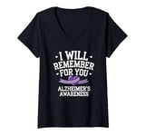 Womens I Will Remember For You Alzheimer's Awareness V-Neck T-Shirt