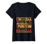 Womens Happy Kwanzaa Seven Principles Of Kwanzaa V-Neck T-Shirt