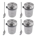  Jars for Overnight Oats 4 Pack 350ml Overnight Oats Jar with Spoons &7401