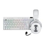 Logitech G PRO X TKL LIGHTSPEED clavier de jeu sans fil, ultra-portable, sans pavé numérique + G PRO X 2 LIGHTSPEED Casque audio, PC, PS5, PS4, Nintendo Switch, AZERTY Français Layout - Blanc