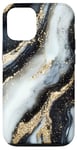 iPhone 15 Pro White Abstract Black Elegant Stone Design Case